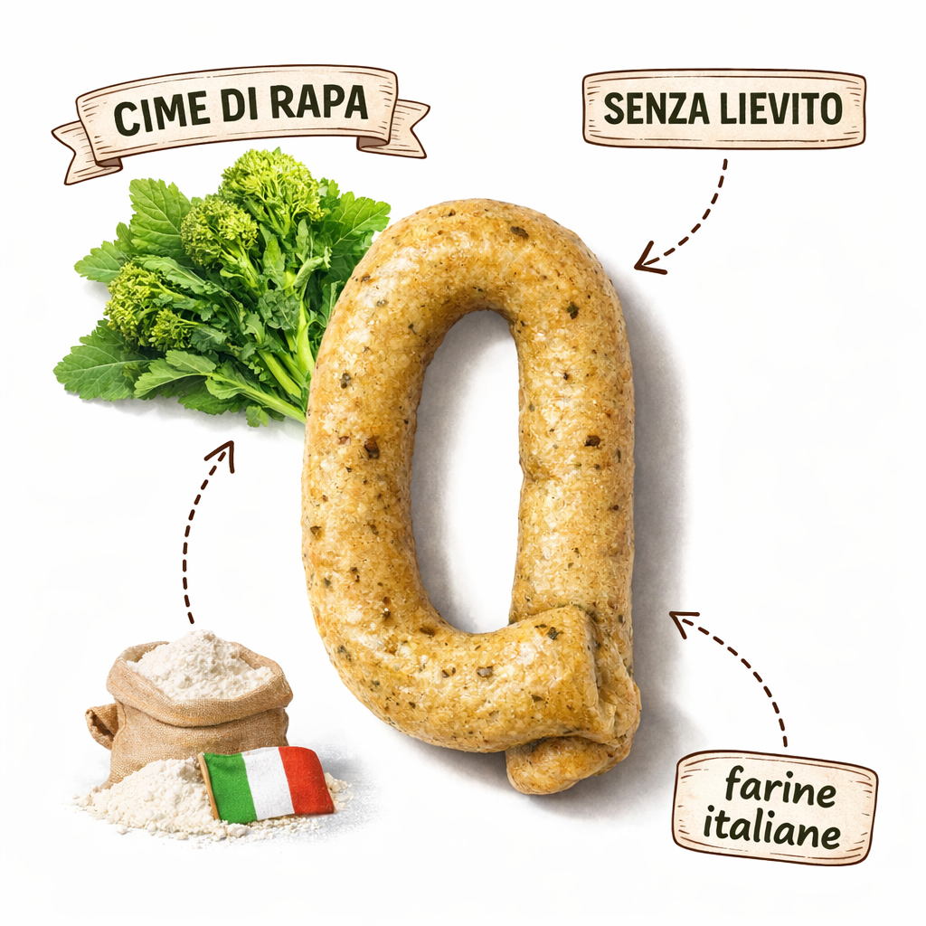 Taralli con Cime di Rapa con Farine Italiane senza lievito 350gr