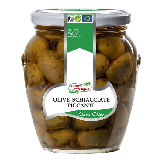Olive Schiacciate Piccanti in Olio 580gr