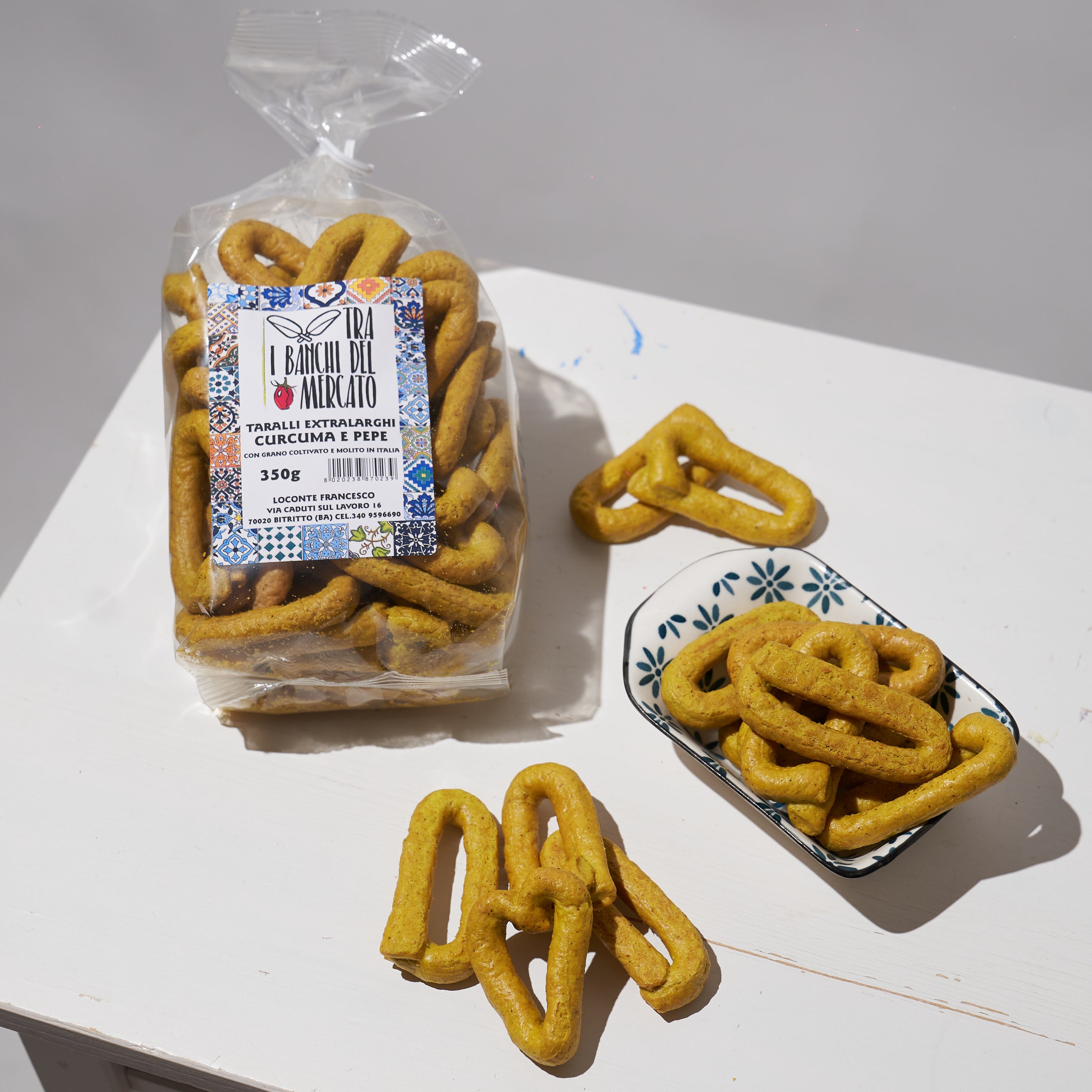 Turmeric and Pepper Taralli with Yeast-Free Italian Flours 350g