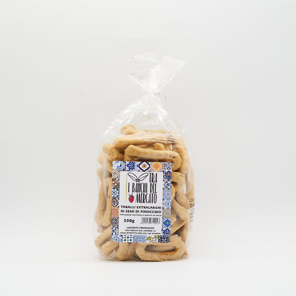 Taralli con Semi di Finocchio con Farine Italiane senza lievito 350gr