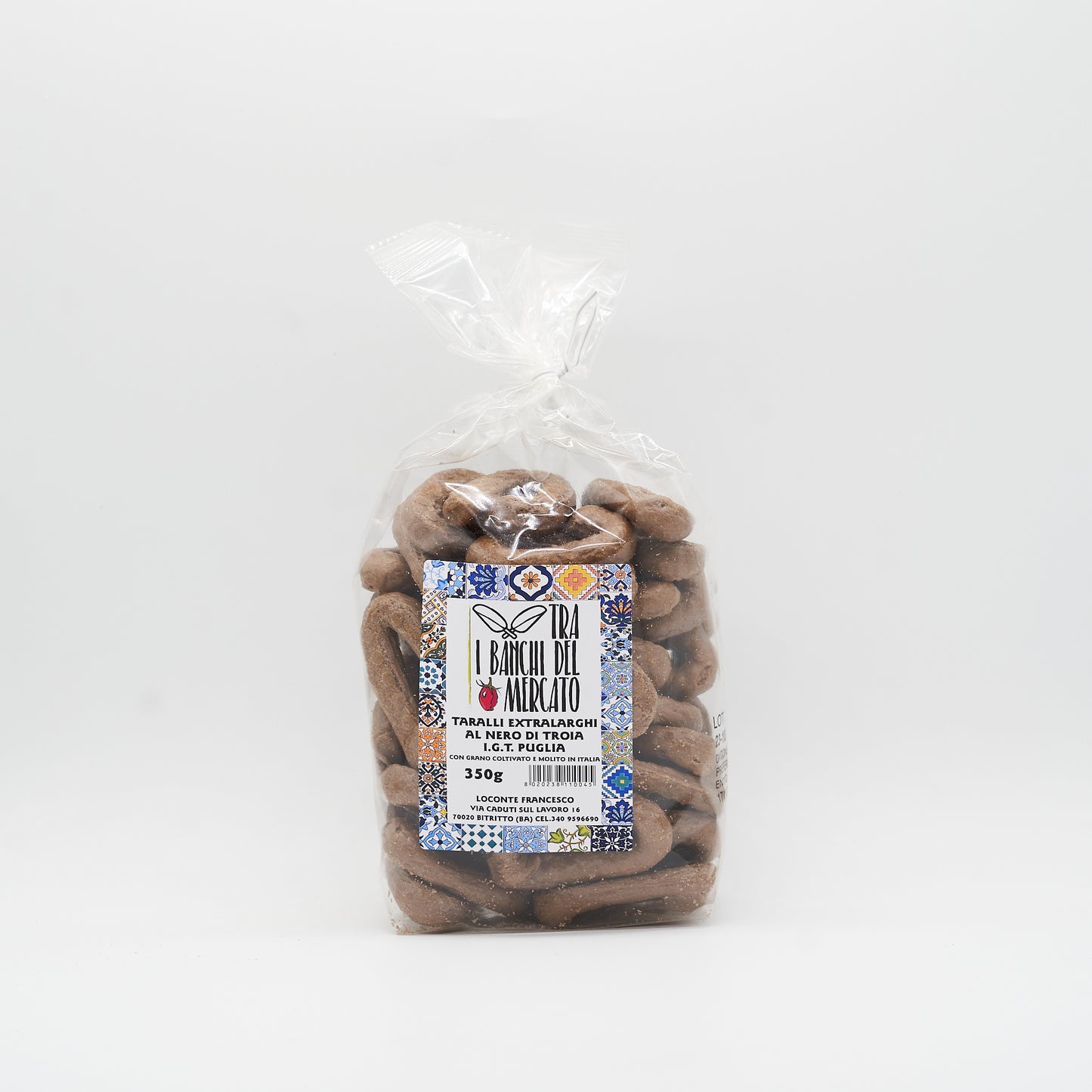 Taralli al Nero di Troia I.G.T. con Farine Italiane senza lievito 350gr