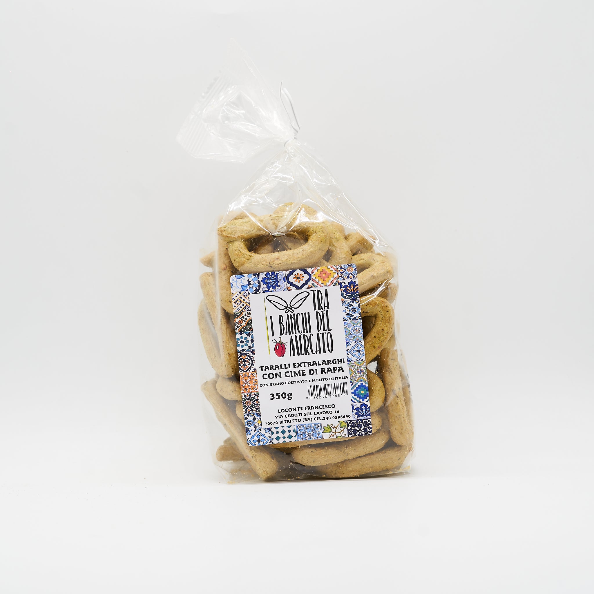 Taralli con Cime di Rapa con Farine Italiane senza lievito 350gr