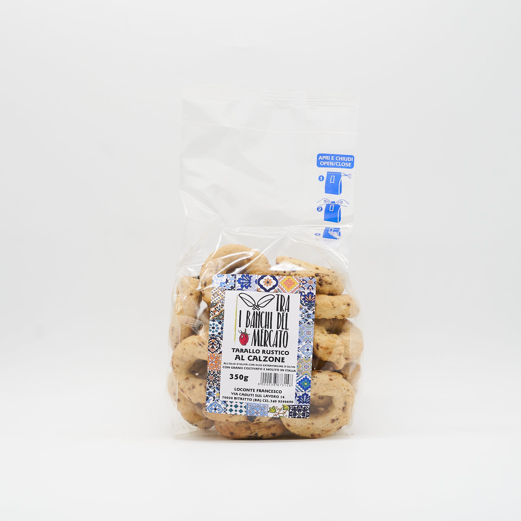 Tarallo Rustico al Calzone di Cipolla con Farine Italiane senza lievito 350gr