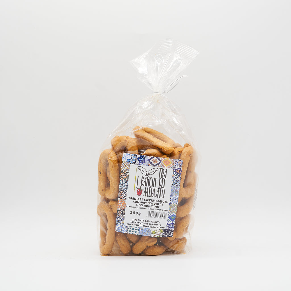 Taralli con Paprika dolce e Peperoncino con Farine Italiane senza lievito 350gr